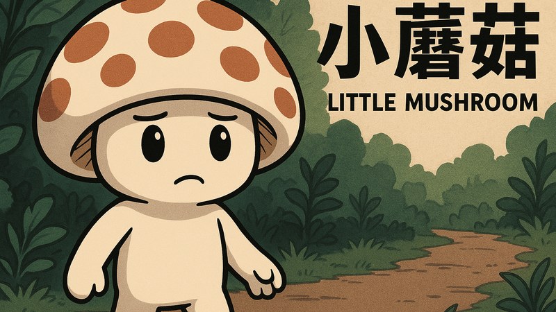 小蘑菇漫画首页主视觉，菌丝与想象森林交织的治愈画面